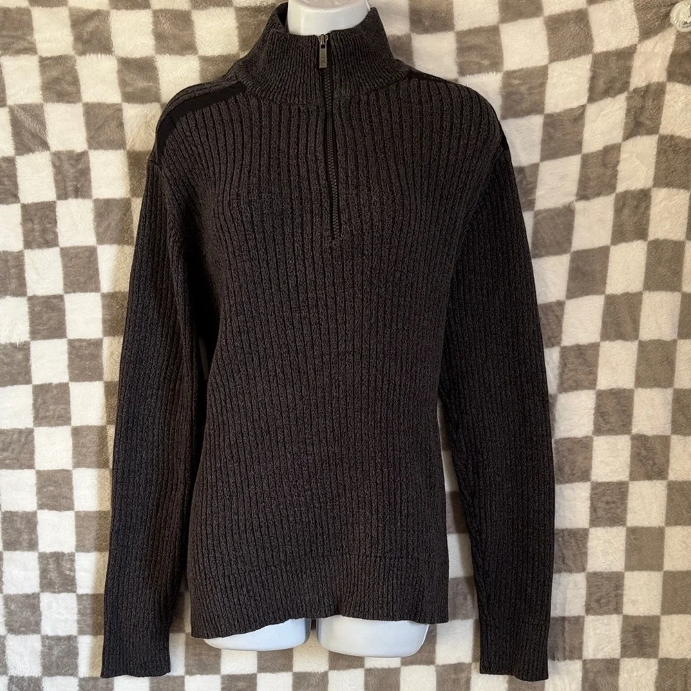 Calvin Klein Jeans Men's Black Half-Zip Ribbed Sweater size Extra Large / XL